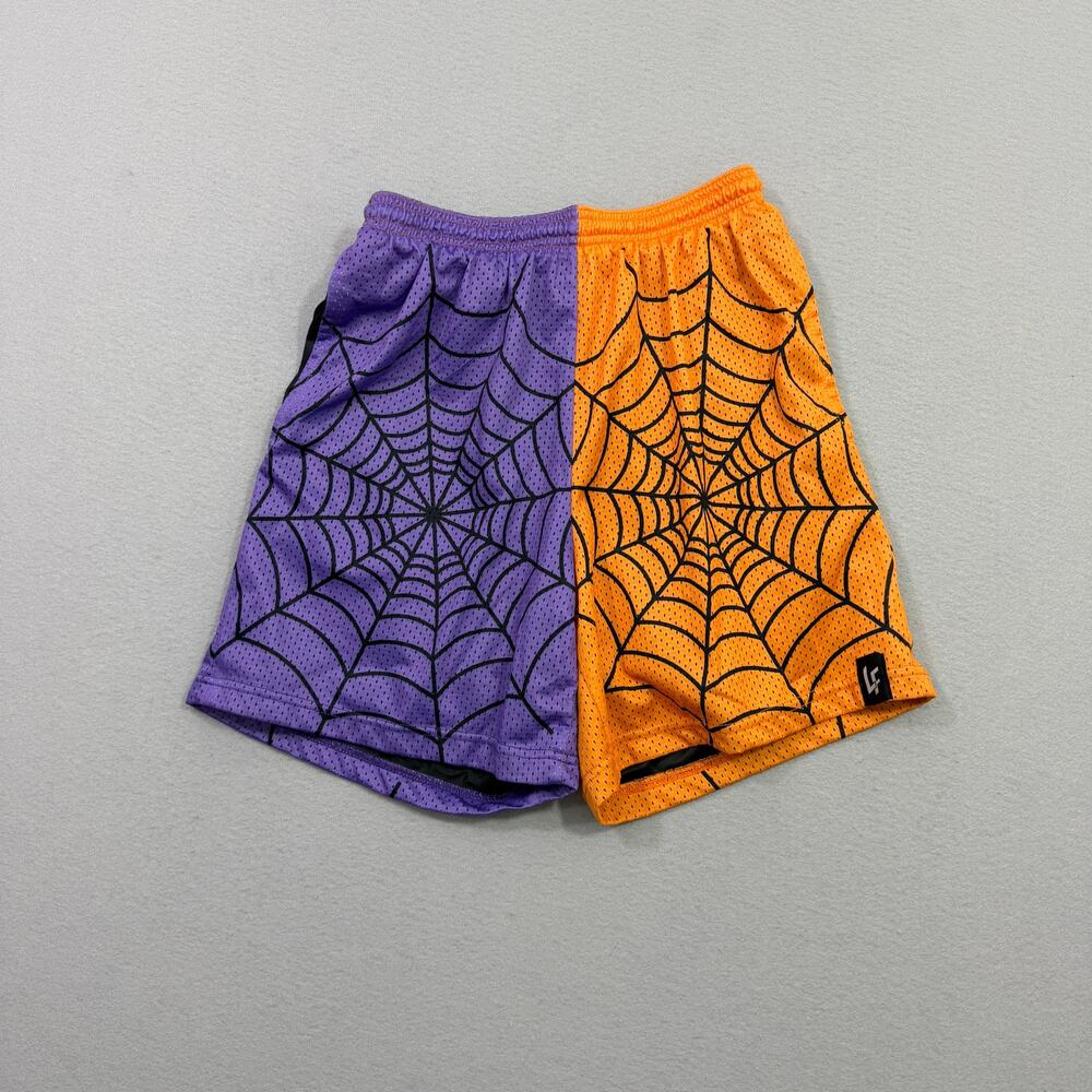 Lost Files Clothing Halloween Collection Spider Web Print Mesh Shorts Medium